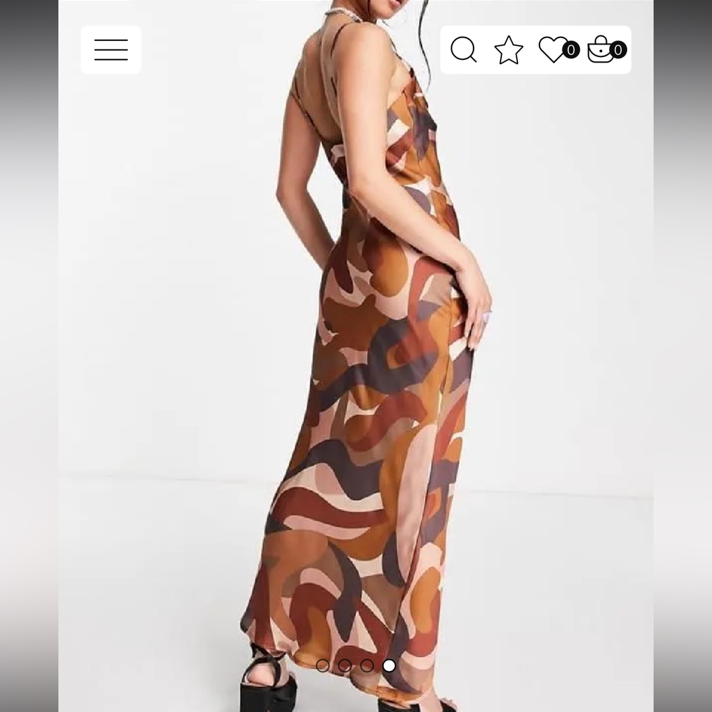 Peppermayo Brown Multi-Color Satin Maxi Slip Dress